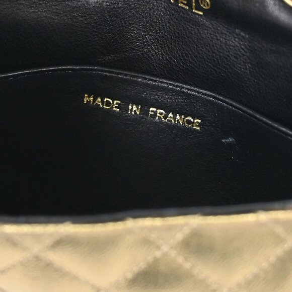 Chanel Metallic Gold Lambskin Classic Flap Micro Bag Pouch 154090 - Picture 8 of 9